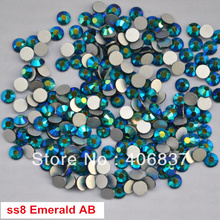 Free Shipping! 1440pcs/Lot, ss8 (2.3-2.5mm) Emerald AB Flat Back Nail Art Glue On Non Hotfix Rhinestones 2024 - buy cheap