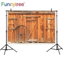Funnytree backgrounds for photography studio wood door barn wheel farm original design professional backdrop photobooth prop 2024 - buy cheap