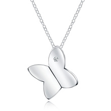 GINSTONELATE-Colgante de mariposa de cristal para mujer, collar, colgante, color plata, boda 2024 - compra barato