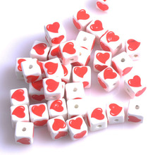 12mm 20pcs cube heart print Ceramic Beads,Loose Beads Fit Jewelry Diy Spacer beads YKL0307 2024 - buy cheap