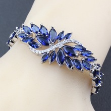 Silver Color Luxurious 8-Color Adjustable Link Chain Bracelet Length 19.5CM Blue Zircon Fashion Trinket 2024 - buy cheap