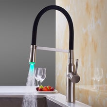 MTTUZK Kitchen LED Light Sink Faucet Brass Brushed Nickel Torneira Tap Kitchen Faucet Hot Cold Deck Mounted Bath Mixer Tap 2024 - buy cheap