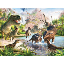 Mosaico de diamantes redondo/cuadrado, pintura de dinosaurio artesanal, punto de cruz, decoración de diamantes de imitación, pinturas KL2 2024 - compra barato