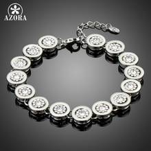 AZORA Delicate Workmanship Round Loop Full Filled with Tiny Clear Austria Rhinestone White Gold Color Bracelet TS0152 2024 - buy cheap