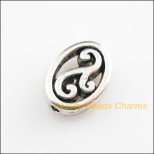 25 New Oval Flower Flat Charms Tibetan Silver Color Spacer Beads 9.5x13mm 2024 - buy cheap