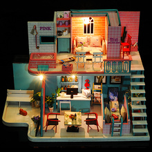 Casa de muñecas de madera en miniatura para niños, casa de DIY para muñecas, muebles en 3D, Kit de Miniaturas, rompecabezas, juguetes, regalo de cumpleaños 2024 - compra barato
