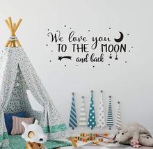 We Love You to The Moon Quote Art Decor Nursery Vinyl Wall Stickers for Baby Boys and Grils Bedroom Scandinavian Wall Decals 2024 - buy cheap