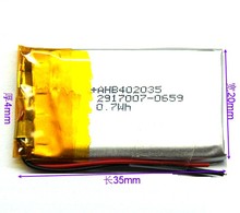 Acessórios gerais de bateria mp3 mp4 042035 de 3.7v, bateria de polímero de lítio, núcleo da bateria de grande capacidade, placa elétrica 2024 - compre barato