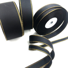 Gold Edge Grosgrain Ribbon Polyester Band Wedding Card & Cake & Party Decor Wrap for DIY Headband Hair Bow 2024 - buy cheap