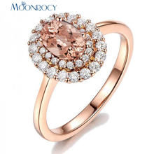 Женские свадебные кольца MOONROCY, вечерние кольца цвета розового золота с кубическим цирконием и кристаллом цвета шампань, модные ювелирные изделия для девочек 2024 - купить недорого
