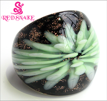 RED SNAKE Free Shipping Fashion Ring Handmade peak green Coral flower Murano Glass Rings 2024 - buy cheap