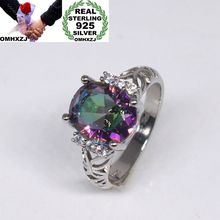 OMHXZJ Wholesale European Fashion Woman Man Party Wedding Gift Silver Colorful Oval AAA Zircon 925 Sterling Silver Ring RR143 2024 - buy cheap