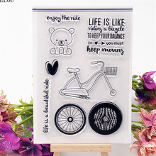 Panfelou bicicleta urso transparente silicone borracha clara selos dos desenhos animados para scrapbooking/diy páscoa casamento álbum 2024 - compre barato