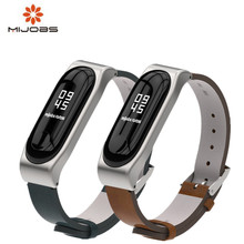 Mijobs Mi band 3 Leather + PU Strap For Xiaomi Mi Band 3 Smart Watch Screwless Bracelet mi band 3 Strap Miband 3 Strap Wrist 2024 - buy cheap