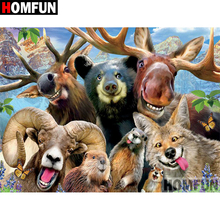 HOMFUN-pintura de diamante 5D DIY "Conjunto de animales", bordado 3D, regalo de punto de Cruz, decoración del hogar, A01885 2024 - compra barato