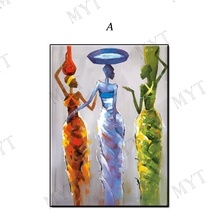 Obra de arte de pared pintada a mano para mujer, cuadro abstracto al óleo de color africano, paisaje para sala de estar, decoración del hogar sin marco 2024 - compra barato
