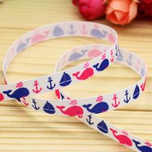 3/8'' Free shipping navy sea printed grosgrain ribbon hair bow headwear party decoration wholesale OEM 9mm H4892 2024 - buy cheap