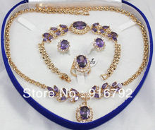Frete grátis>>>>> joias finas cristal roxo prateleira colar de ouro pulseira brinco anel 2024 - compre barato