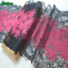 somelace 22CM(2yds/lot)black gauze red fluorescent Elastic Lace Fabric,Sewing Trim Wedding Lace,DIY Garment Accessories1851202 2024 - buy cheap