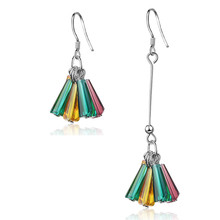 TJP Trendy Silver Plated Earrings For Women Jewelry Hot Multi-color Long Earrings Asymmetry For Girl Christmas Accessories 2024 - buy cheap