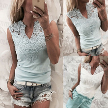 Fashion Summer Women Elegant Blouses Ladies Causal Sleeveless Lace Hollow Out Blouse Tops Shirt blusas mujer de moda 2019 New 2024 - buy cheap