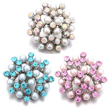 5pcs/lot New Snap Jewelry Rhinestone Crystal Pearl Flower Snap Buttons Fit 18mm Snap Button Bracelet Jewelry 2024 - buy cheap