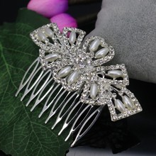 Nueva joyería de alta calidad para el pelo a la moda para mujer, peineta de flor con cristales de diamantes de imitación, Accesorios nupciales para el cabello de boda 2024 - compra barato