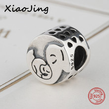 Xiaojing 925 prata esterlina moda elefante bebê e mãe contas encantos caber pandora original pulseiras jóias para o presente da mãe 2024 - compre barato