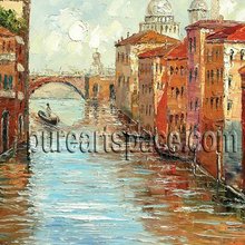 Pintado a mano lienzo pared decoración arte Venecia Italia café góndola vino Mediterráneo Canal Polo puente vela barcos pintura al óleo 2024 - compra barato