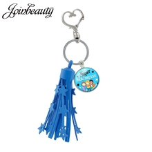 JOINBEAUTY Charms Super Maitresse Teacher Pattern Tassel Heart Shaped Buckle Keychain Glass Dome Key Accessories Jewelry H108 2024 - buy cheap