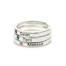 Personalized Stackable Engraved Name Rings with Birthstone Triple Stackable Ring 925 Sterling Silver Custom Jewelry 2024 - buy cheap