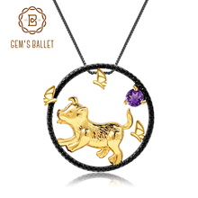 GEM'S BALLET Natural Amethyst Gemstone 925 Sterling Silver Handmade Pendant Necklace For Women Loyalty Dog Zodiac Jewelry 2024 - buy cheap