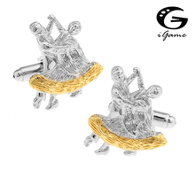 iGame Dancer Cuff Links Golden Brass Material Novelty Dancing Lover Design Free Shipping 2024 - buy cheap