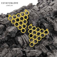 Handmade Jewelry Making Supplies Pendant Metal Raw Brass Honeycomb Geometric Charm For DIY Necklace Earring Brooch RD437 4 2024 - buy cheap