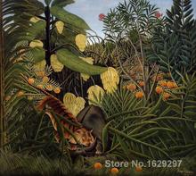 Canvas Paintings for living room Fight Between a Tiger and a Buffalo Henri Rousseau High quality Hand painted 2024 - buy cheap