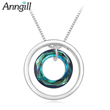 Anngill duplo círculo colares pingentes com alta qualidade cristais genuínos de swarovski para presente de aniversário feminino dropshipping 2024 - compre barato