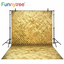 Funnytree photography backdrop luxury golden brick wall metal background photo studio photographic portrait shooting 2024 - buy cheap