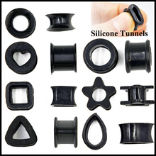 BOG-2 Pairs Flexible Silicone White&Black Ear Plugs Flesh Tunnel Ear Gauge Expander Stretcher Earlets Earrings Ear Piercing 2024 - buy cheap