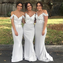 Light Gray Off Shoulder Bridesmaid Dresses Lace Appliqued Long Garden Country Prom Dresse Wedding Guest Dress Custom Made 2024 - buy cheap