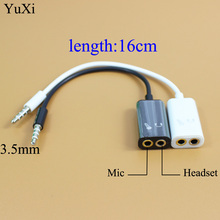 YuXi-Mini conector de 3,5mm, 1 hembra a 2 macho (auriculares + micrófono), Cable divisor de Audio para auriculares [Negro/blanco] 2024 - compra barato