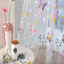 Romantic Butterfly Curtains Tull Voile Sheer Panel Drapes Transparent fabric for Living room Bedroom Balcony Window Cortinas 2024 - buy cheap