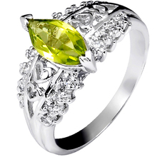 Природный перидот кольцо стерлингового серебра 925 зеленый женщина мода изысканные элегантный ретро девушка камень подарок 1 карат маркиза sr0209p 2022 - купить недорого