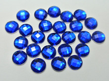 250 o flatback acrílico azul real facetou pedras preciosas redondas do strass 8mm nenhum furo 2024 - compre barato