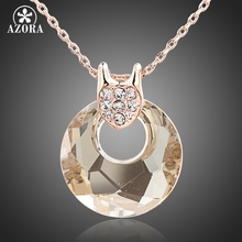 AZORA Rose Gold Color Gold Round Stellux Austrian Crystal Jewelry Pendant Necklace TN0101 2024 - buy cheap