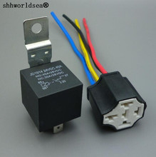 shhworldsea  12V 24V 40A Auto Automotive Relay Socket 40A 4 Pin 5Pin with Wires 2024 - buy cheap