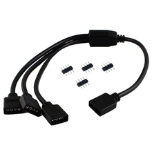 Cabo de extensão, conector rgb tira branco/preto led divisão, 30cm 1 rgb fêmea 4pin para 1 2 3 4 5 porta fêmea 2024 - compre barato