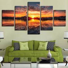 Art Paintings Modular HD Printed Canvas Poster Framed Home Decoration 5 Pieces Sunset Seaview Landscape Living Room Wall Picture 2024 - buy cheap