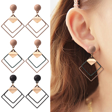 HOCOLE 2019 Trendy Metal Geometric Earring Female Korean Hollow Square Pendant Drop Earrings For Women Fashion Jewelry Party 2024 - buy cheap