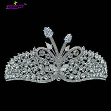 Real Austrian Crystals Drop Cubic Zircon Butterfly Tiara Crown For Wedding Jewelry Bridal Hair Accessories Pageant Prom SHA8689 2024 - buy cheap