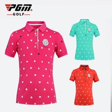 Pgm Girls Golf T-Shirt Summer Children Short Sleeve Printing Shirt Teenager Breathable Soft Running Sportwears D1061 2024 - buy cheap